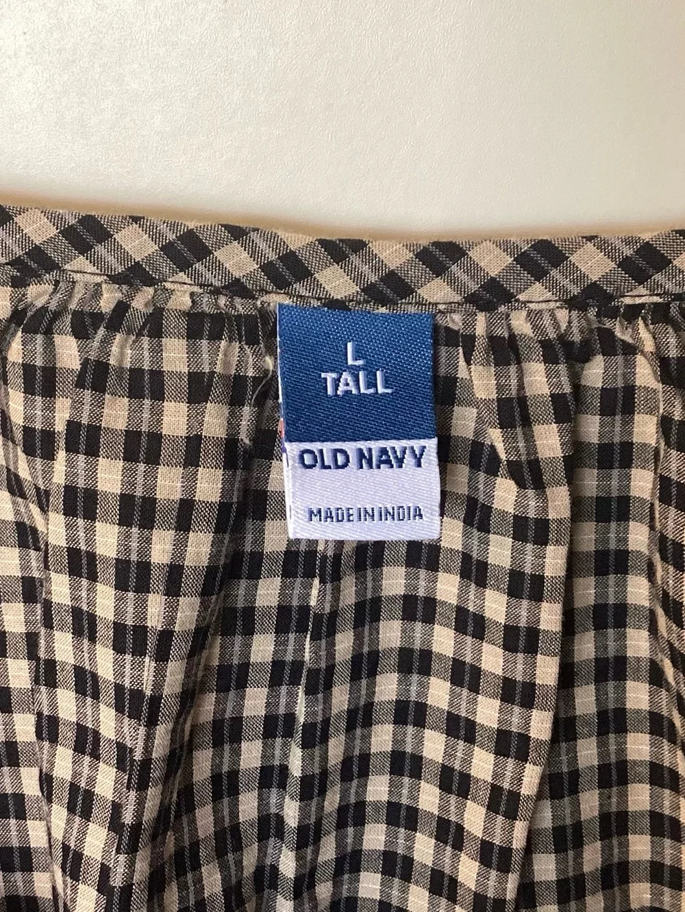 NWT Old Navy Short Sleeve 100% Cotton Airy Button Down Top - Black Check - LT - Picture 6 of 8